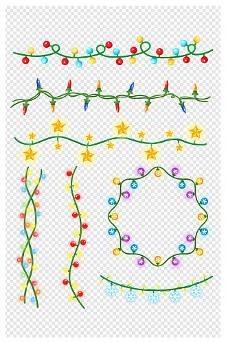 手绘节日彩灯灯串装饰元素