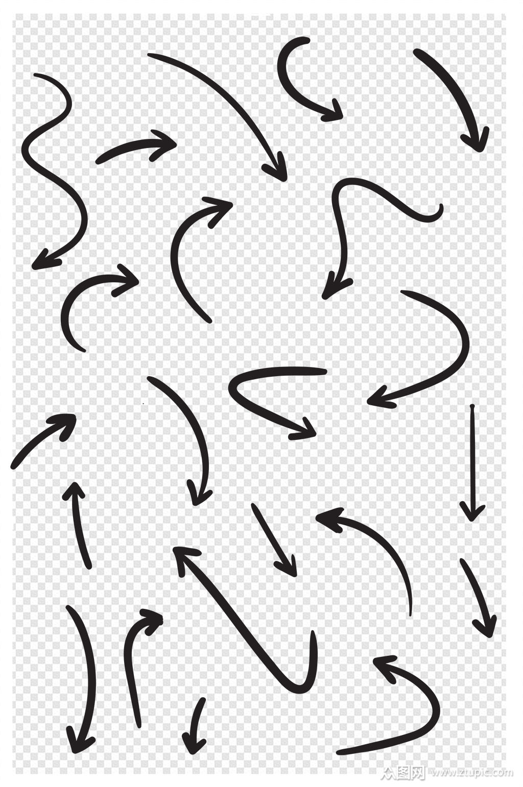 黑色手绘涂鸦箭头元素装饰素材