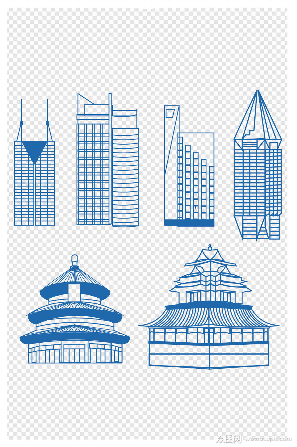 中国著名建筑图标素材