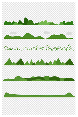 扁平化绿色山底部花边装饰图案