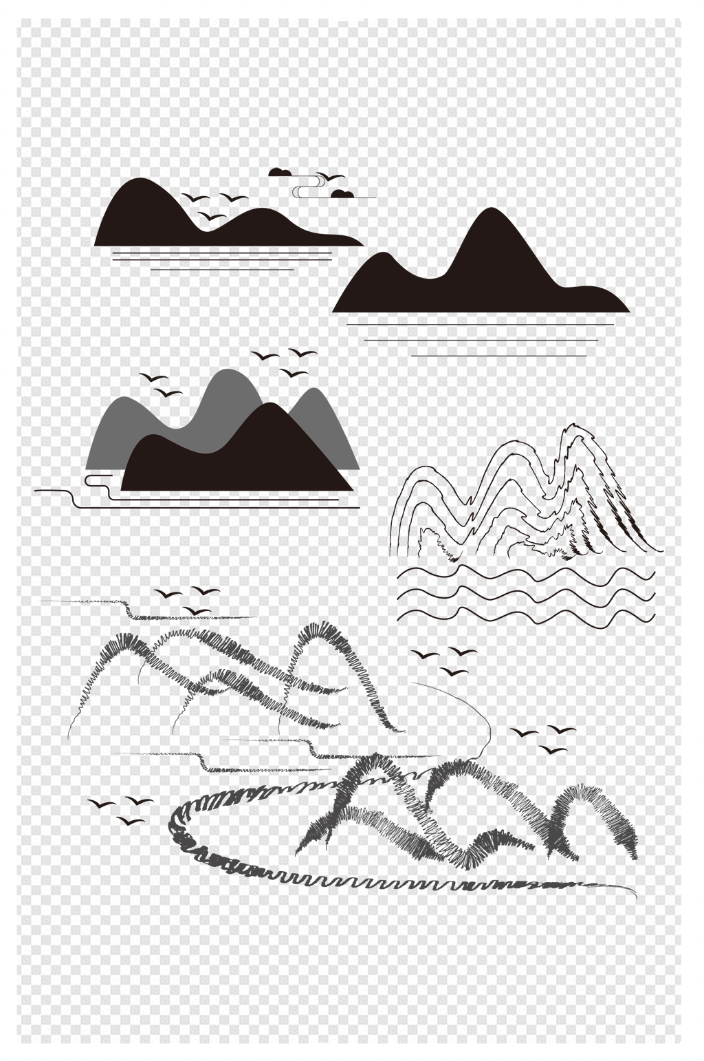 山水辅助图形图片
