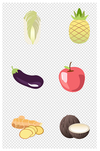 手绘水果蔬菜图标图案