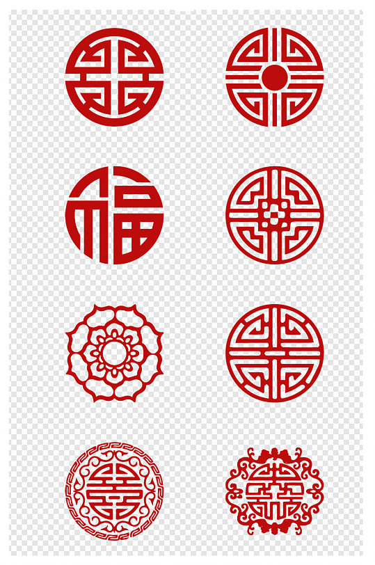 中国传统元素喜庆吉祥福字红色素材