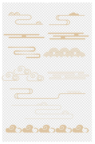中国风传统线性祥云云纹装饰图案