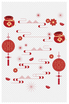 中式中国风祥云山纹花纹线条画装饰底纹