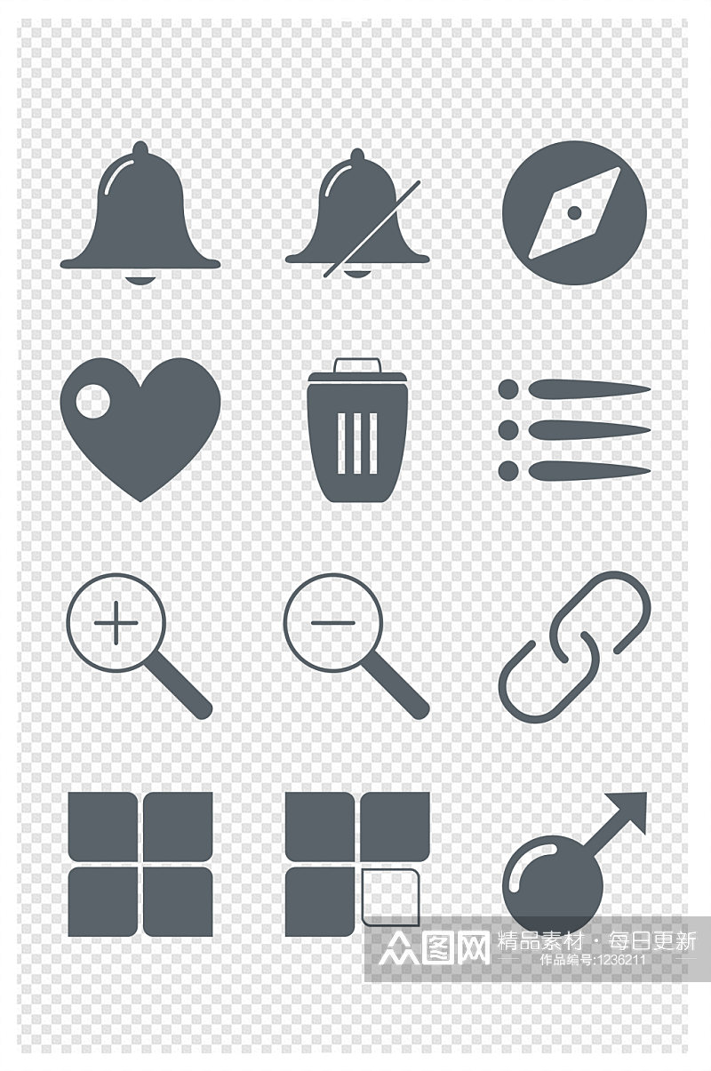 常用深灰色面性图标素材