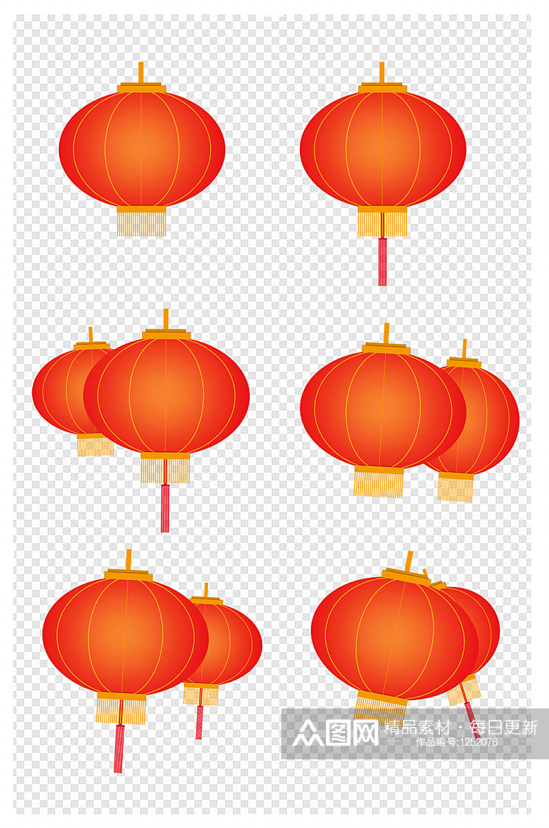 元宵节灯笼素材中式中国风装饰图案物件素材