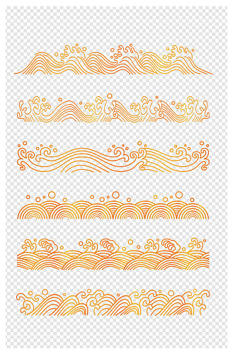 中式浪花纹山纹海水纹中国风底纹装饰素材