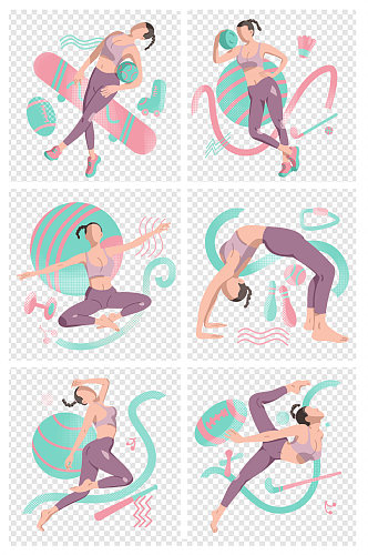 手绘舞蹈加强锻炼运动插画