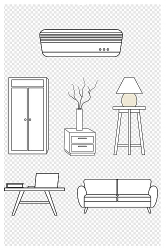 线条家具空调柜子花瓶书桌台灯沙发凳子桌子