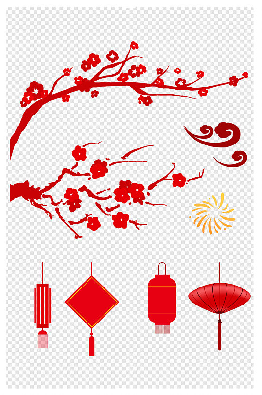 新年素材海报元素背景装饰春节饰品