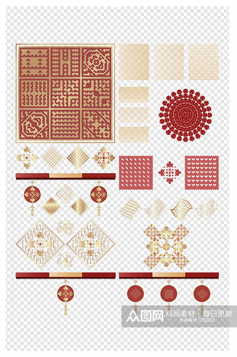 中国风古代红色金帝元素图素材