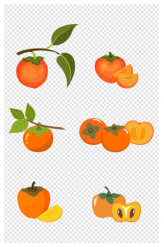 新鲜水果柿子卡通元素