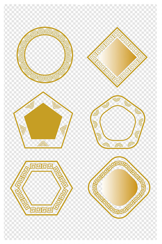 中国风中式花纹圆形方形古典边框标题文本框