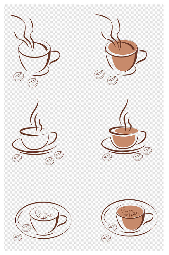 咖啡元素简约线条图案图标