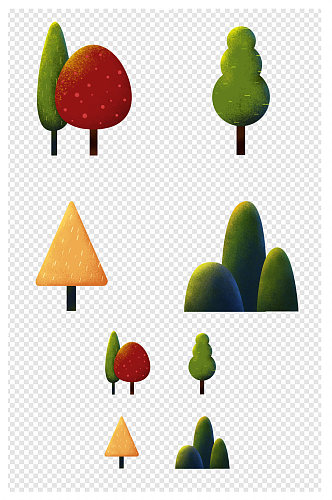 噪点手绘树植物装饰图案设计元素