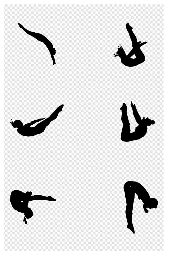 跳水人物剪影图片剪影运动元素