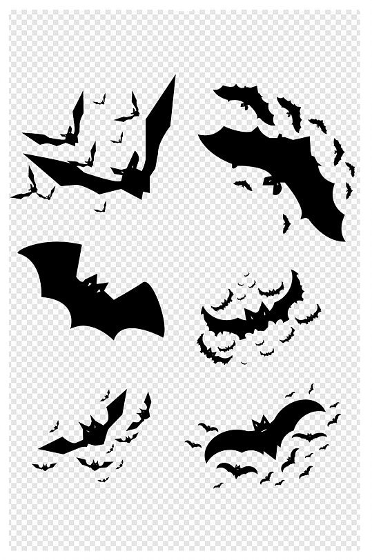 蝙蝠万圣节剪影笔刷手绘免扣素动物图案