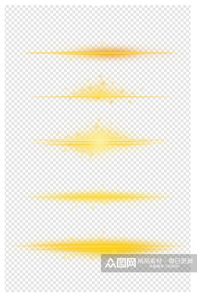 发光金色透明光效果集镜头耀斑闪光线素材