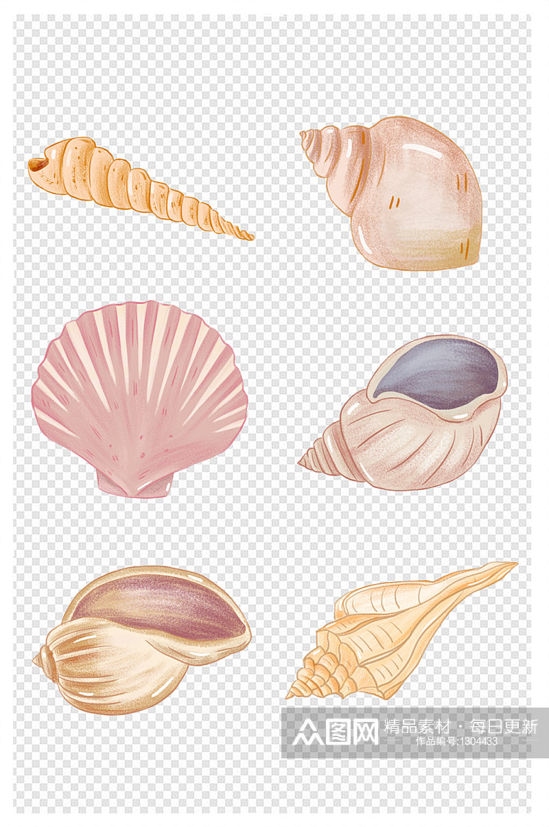 唯美梦幻沙滩素材海螺贝壳素材