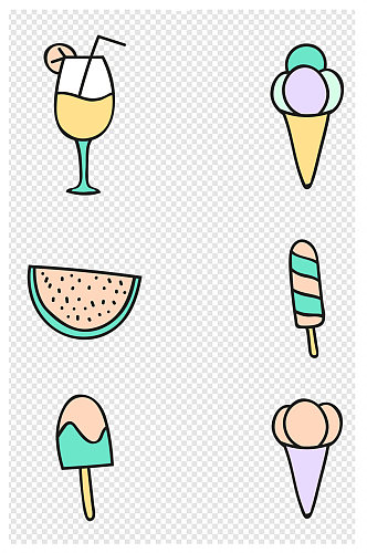 夏季甜品冰激凌图标西瓜冰棒