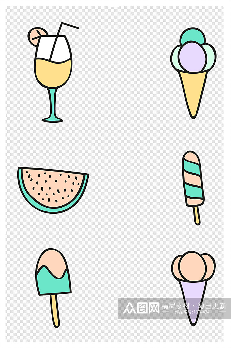 夏季甜品冰激凌图标西瓜冰棒素材