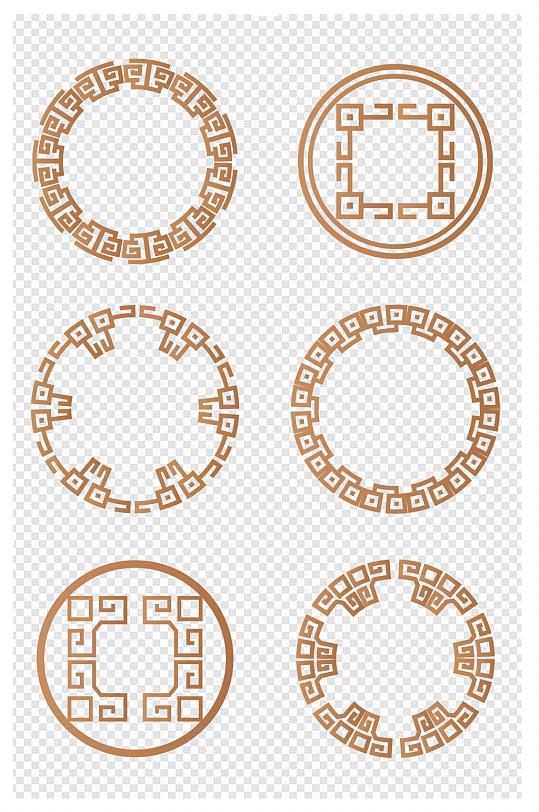 圆形边框中式古典花纹装饰边框中国风元素