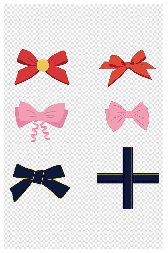 卡通蝴蝶结装饰彩带元素素材