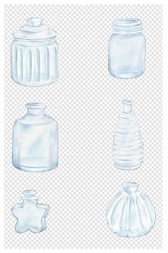 水彩风格小清新梦幻透明玻璃瓶花瓶罐许愿