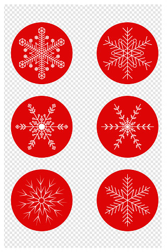 红底白色冬季雪花图标元素