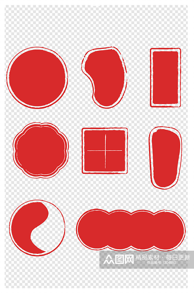 中国风红色印章标题框素材素材