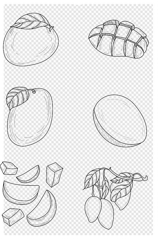 芒果套图黑白线稿