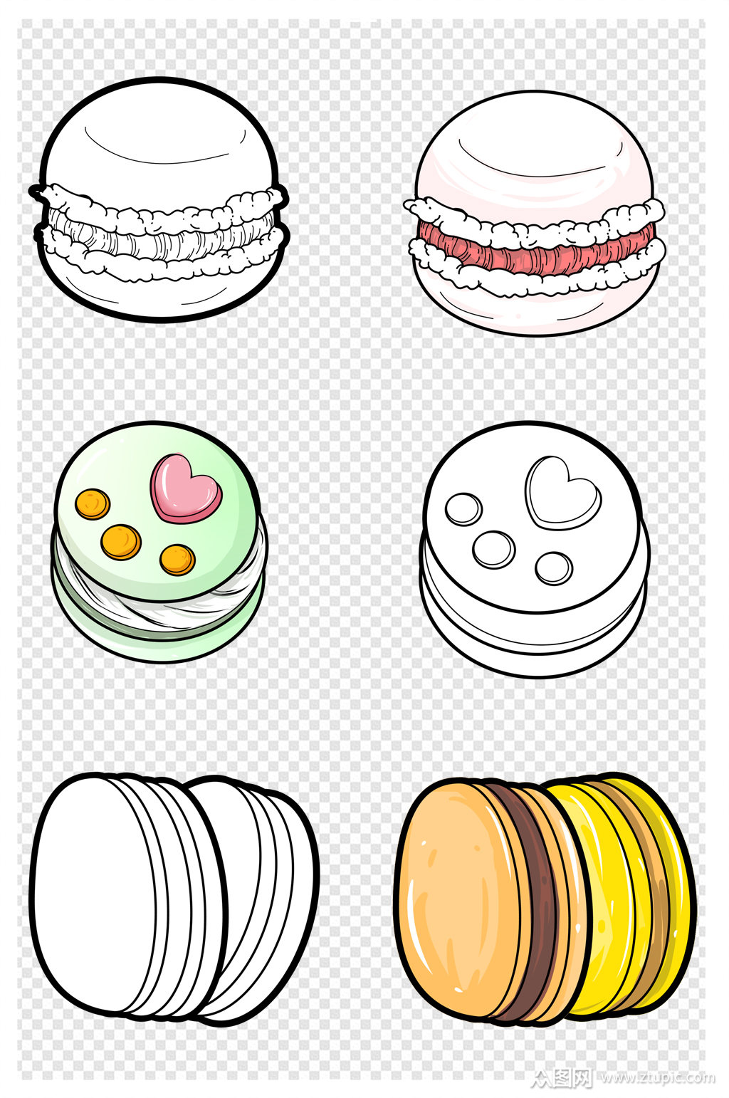 手绘卡通简笔画马卡龙蛋糕