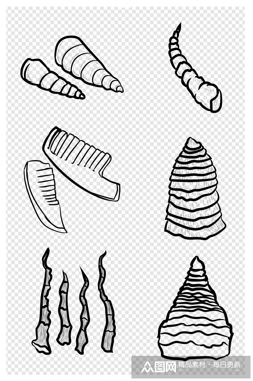 黑白简笔画笋干笋尖竹笋线稿