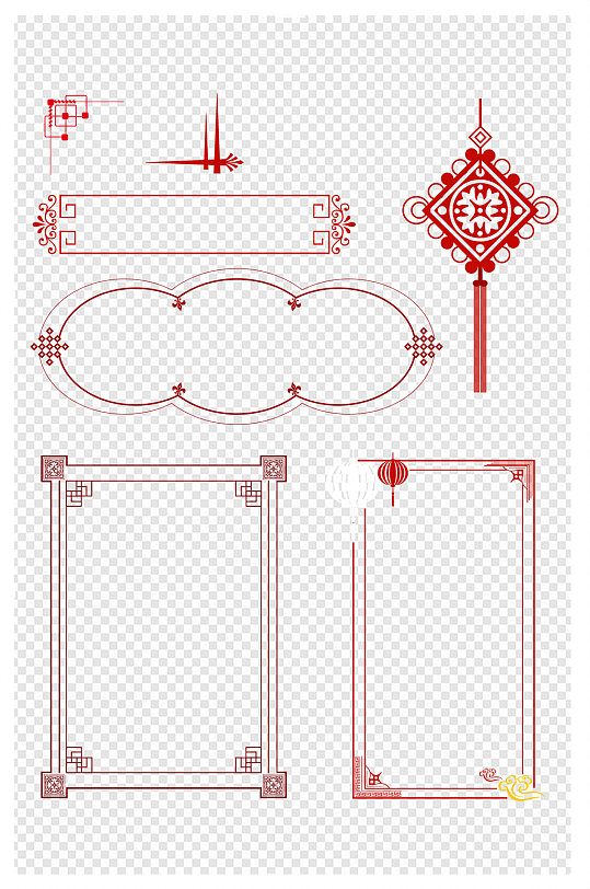 素材边框中国风中国结元素海报边框背景边框