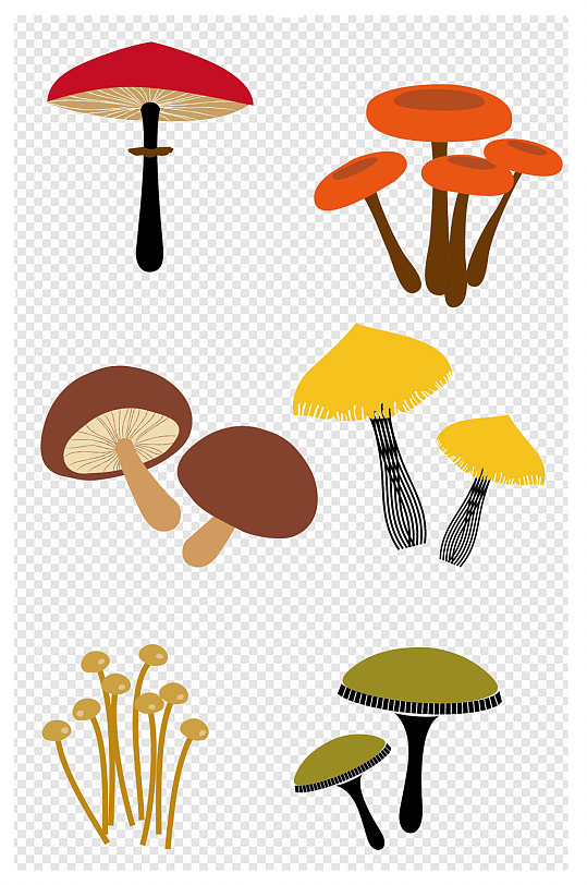 手绘蘑菇森林插画装饰背景