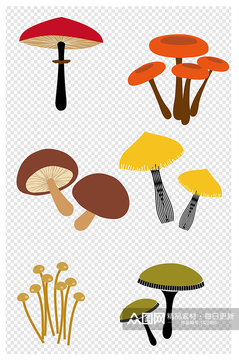 手绘蘑菇森林插画装饰背景素材