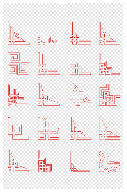 中式中国风红色古典喜庆窗花花边边框边角