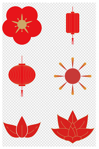 春节红色金色面性图标