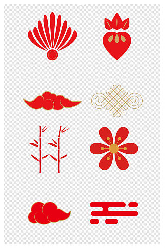 春节红色金色面性图标