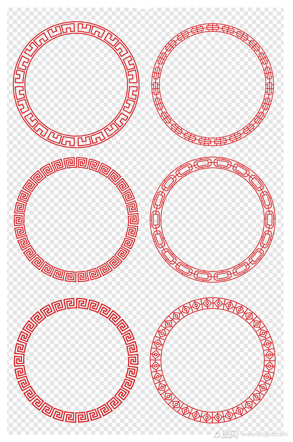 中式传统圆形方形边框图案文本框对话框