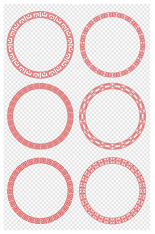 中式传统圆形方形边框图案文本框对话框