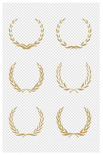 金色麦穗橄榄枝图标元素设计图案