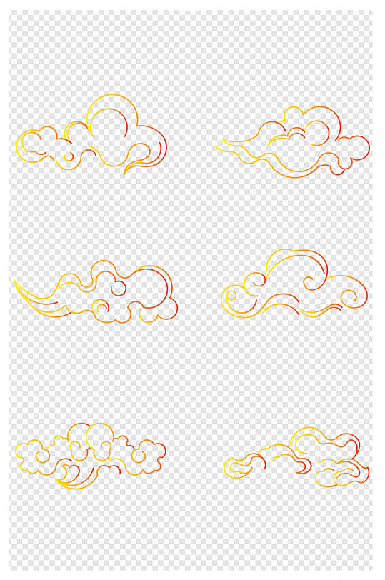 金色祥云线条纹理装饰图案元素