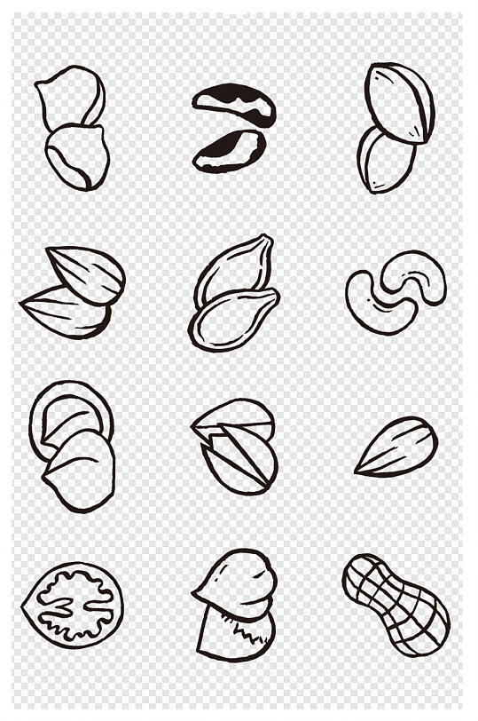 手绘各种零食坚果