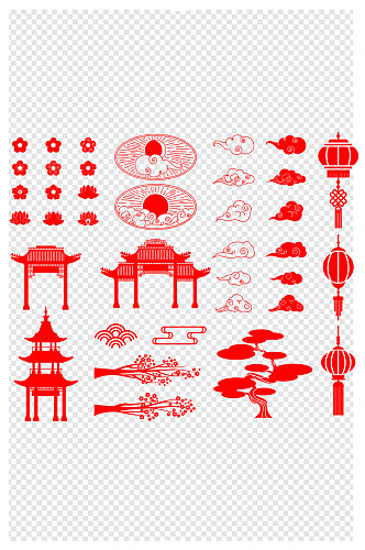 中国风祥云灯笼建筑装饰元素