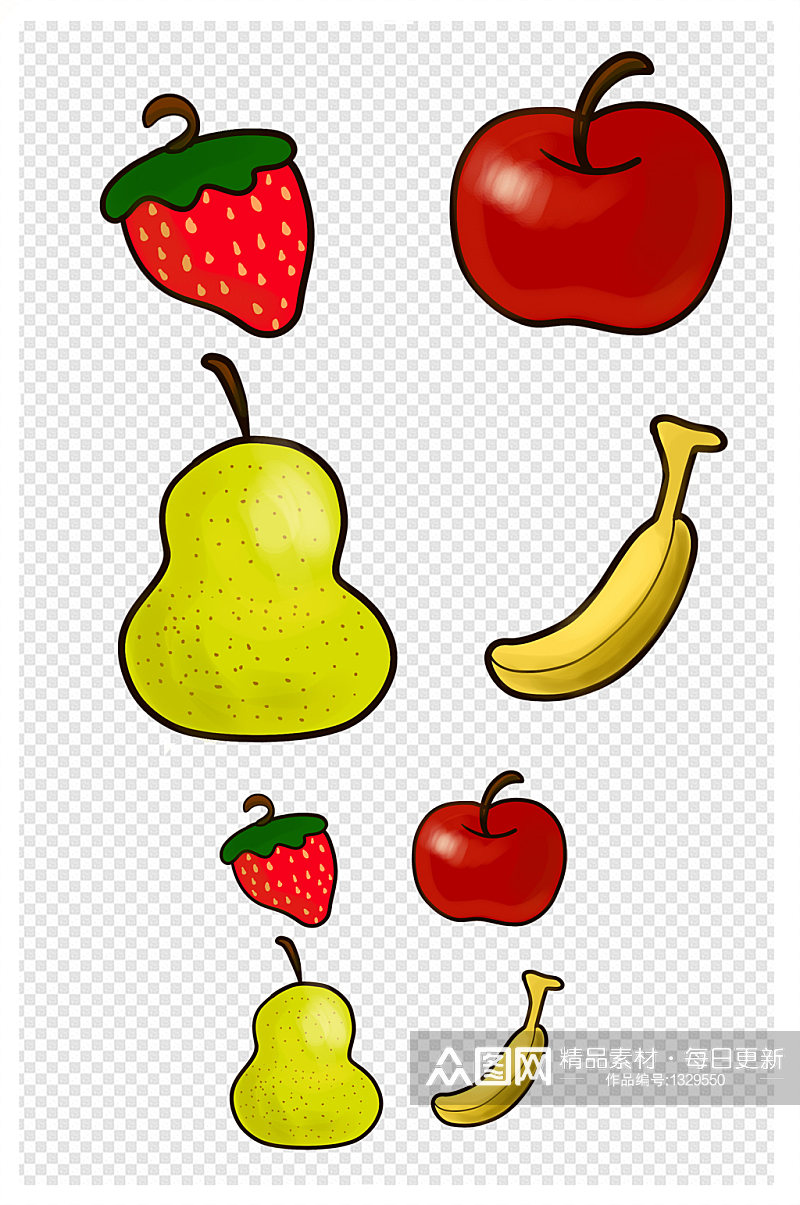 草莓苹果梨香蕉水果素材