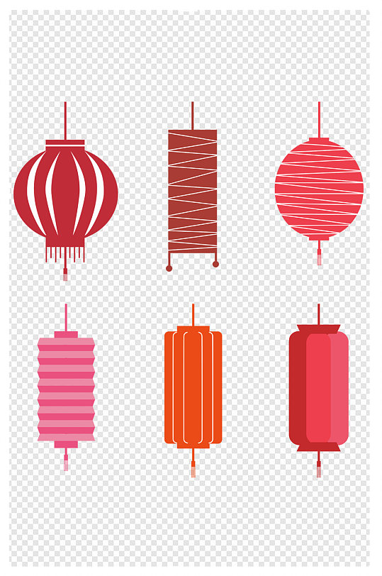 中国风国潮灯笼卡通灯笼红色喜庆灯笼素材