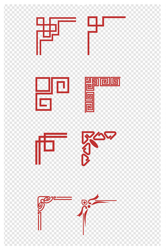 中国风中式边框窗框花纹边角拐角直角