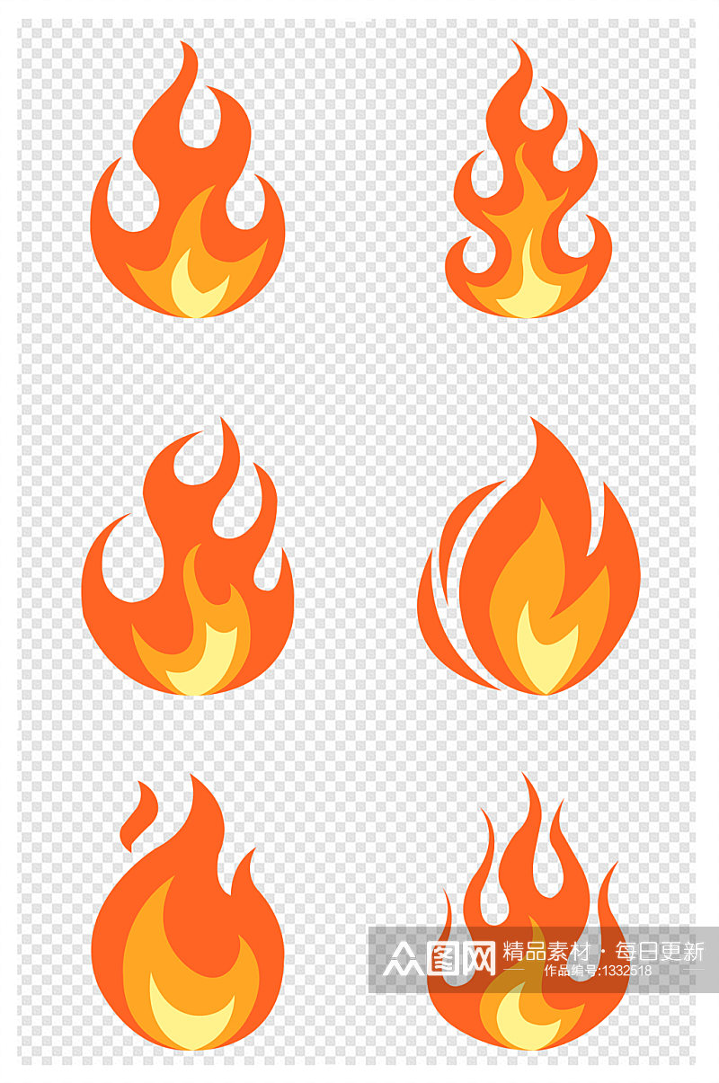红色火焰图标设计元素素材